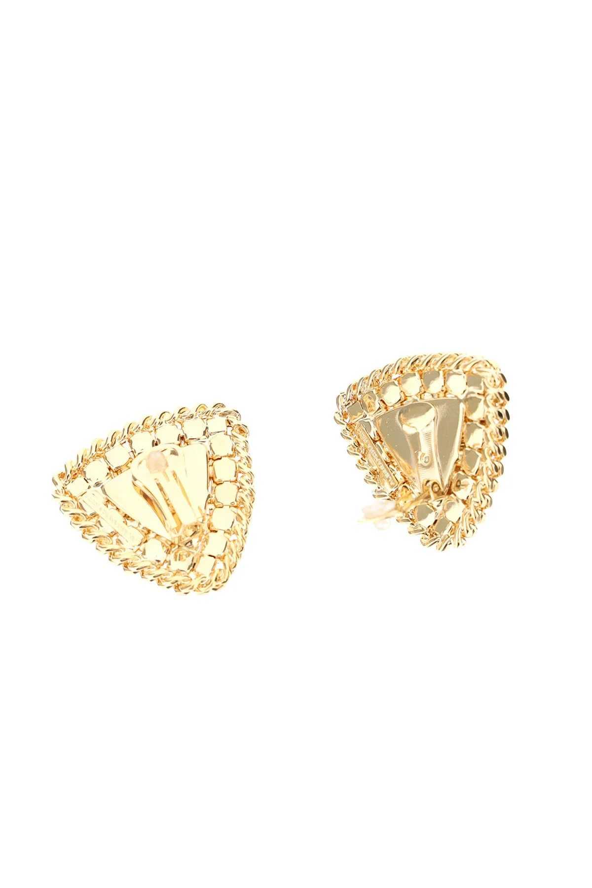 Alessandra Rich Crystal Triangle Clip On Earrings