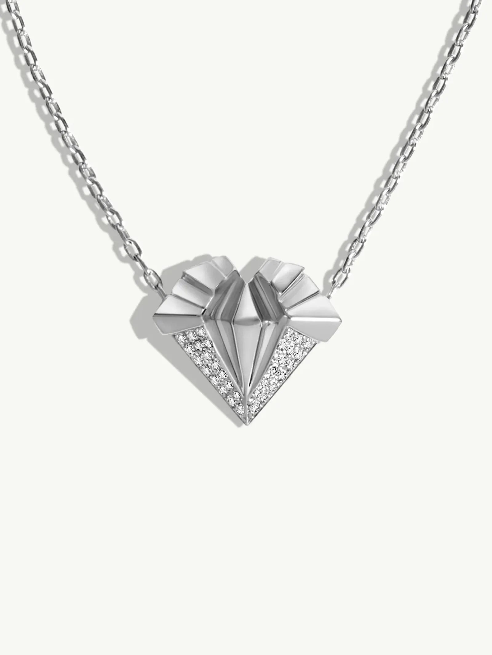 Alexandria Pendant Necklace With Brilliant Pavé-Set Diamond In 18K White Gold, 25mm