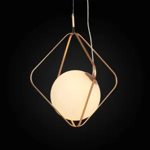 ANKUR SAMARA ROSE GOLD METAL CAGE WITH FROSTED GLASS PENDANT LIGHT