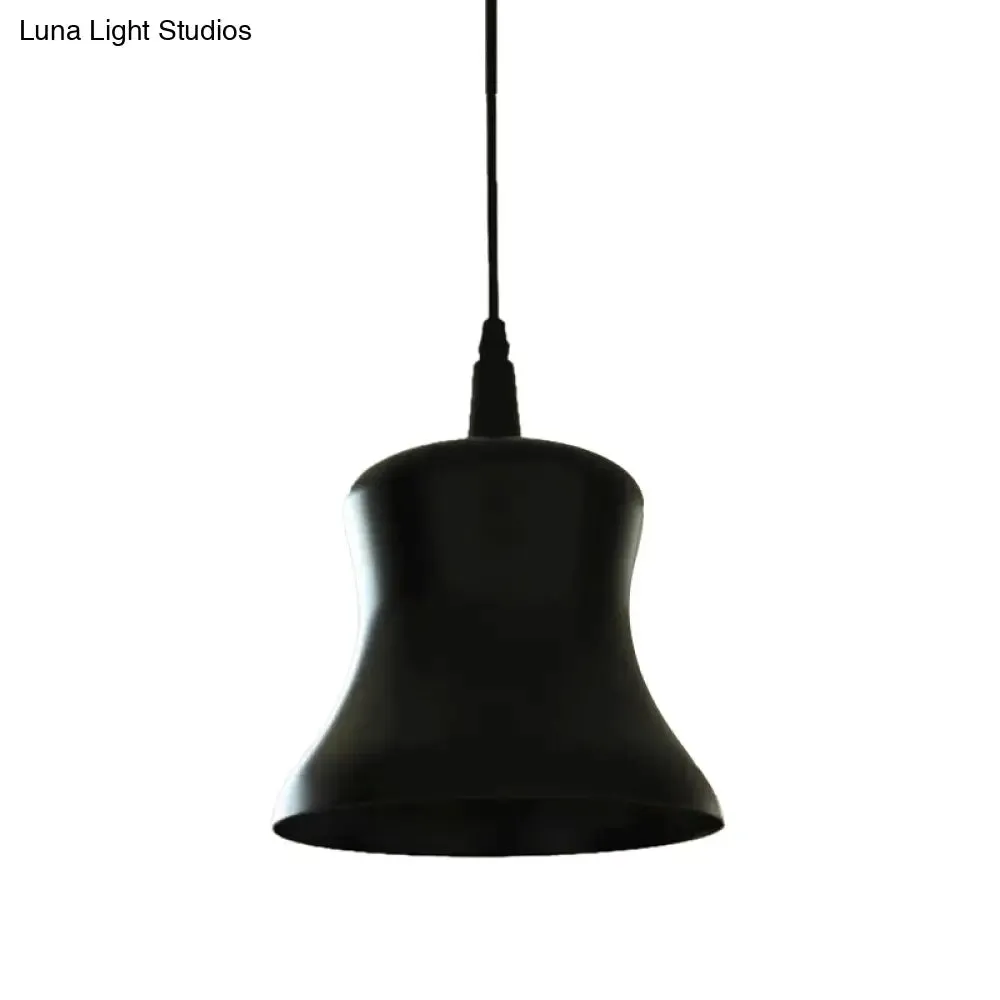 Black Industrial Pendant Light with Metallic Bell Shade - Stylish Dining Room Ceiling Fixture