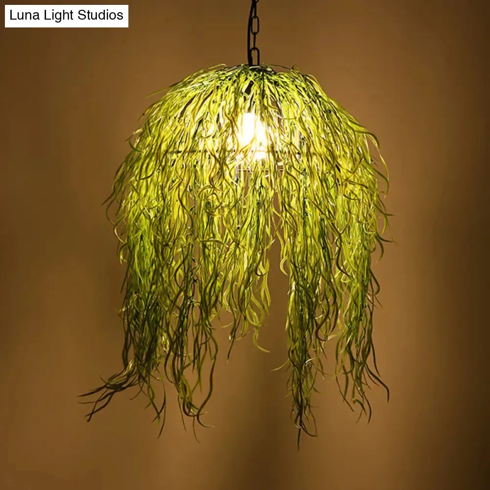 Black Metal Seaweed Pendant Light Fixture - Industrial Style Ceiling Lamp for Restaurants