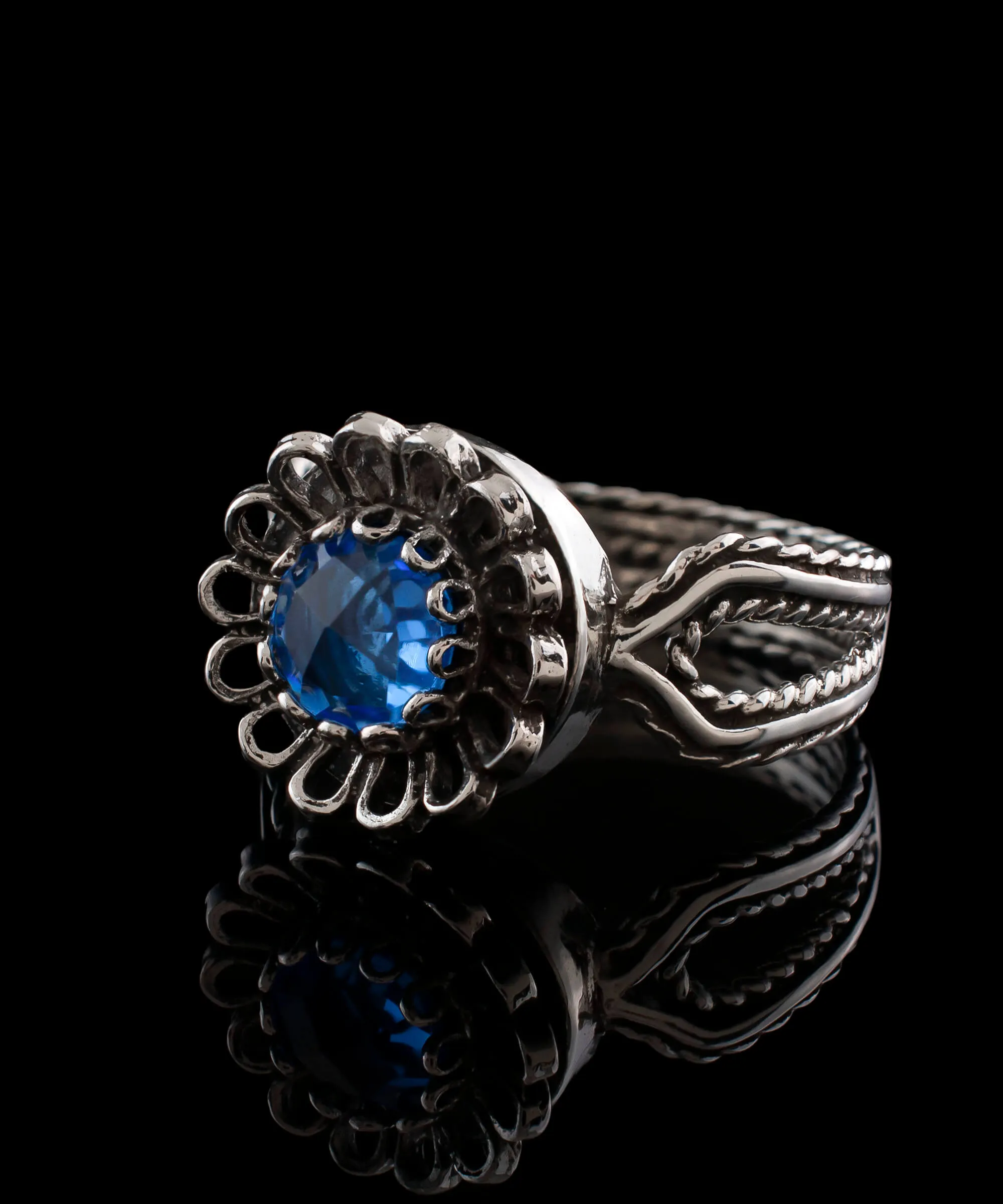 Blue Quartz Gemstone Sterling Silver Women Cocktail Ring