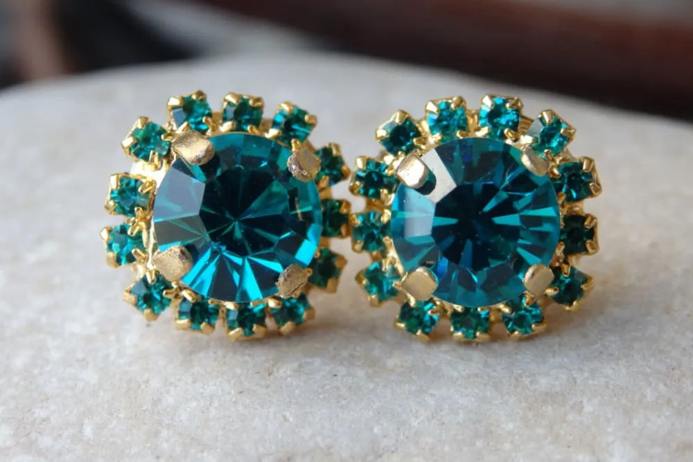 Blue Teal  post earrings