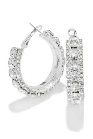 Born Rich Embellished Hoop Earring - Silver