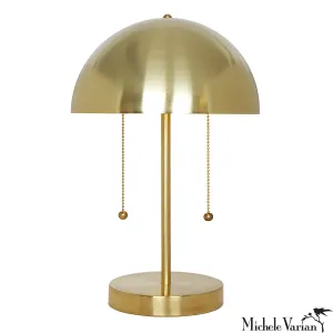 Brass Simplistic Spun Table Lamp with Double Pull Chains