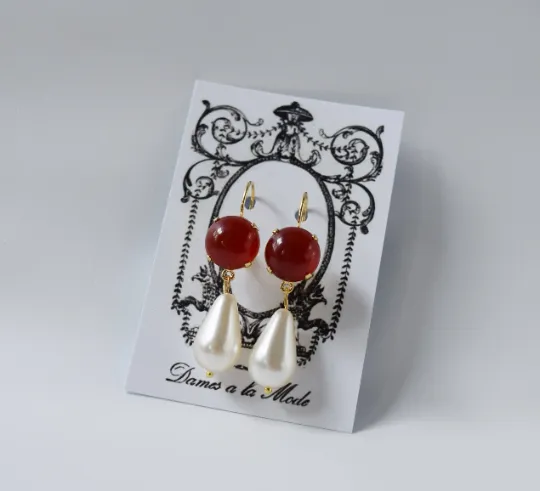 Carnelian and Pearl Earrings