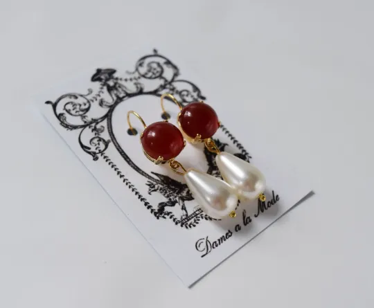 Carnelian and Pearl Earrings