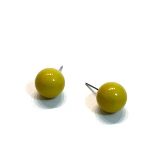 Chartreuse Lucite Ball Stud Earrings