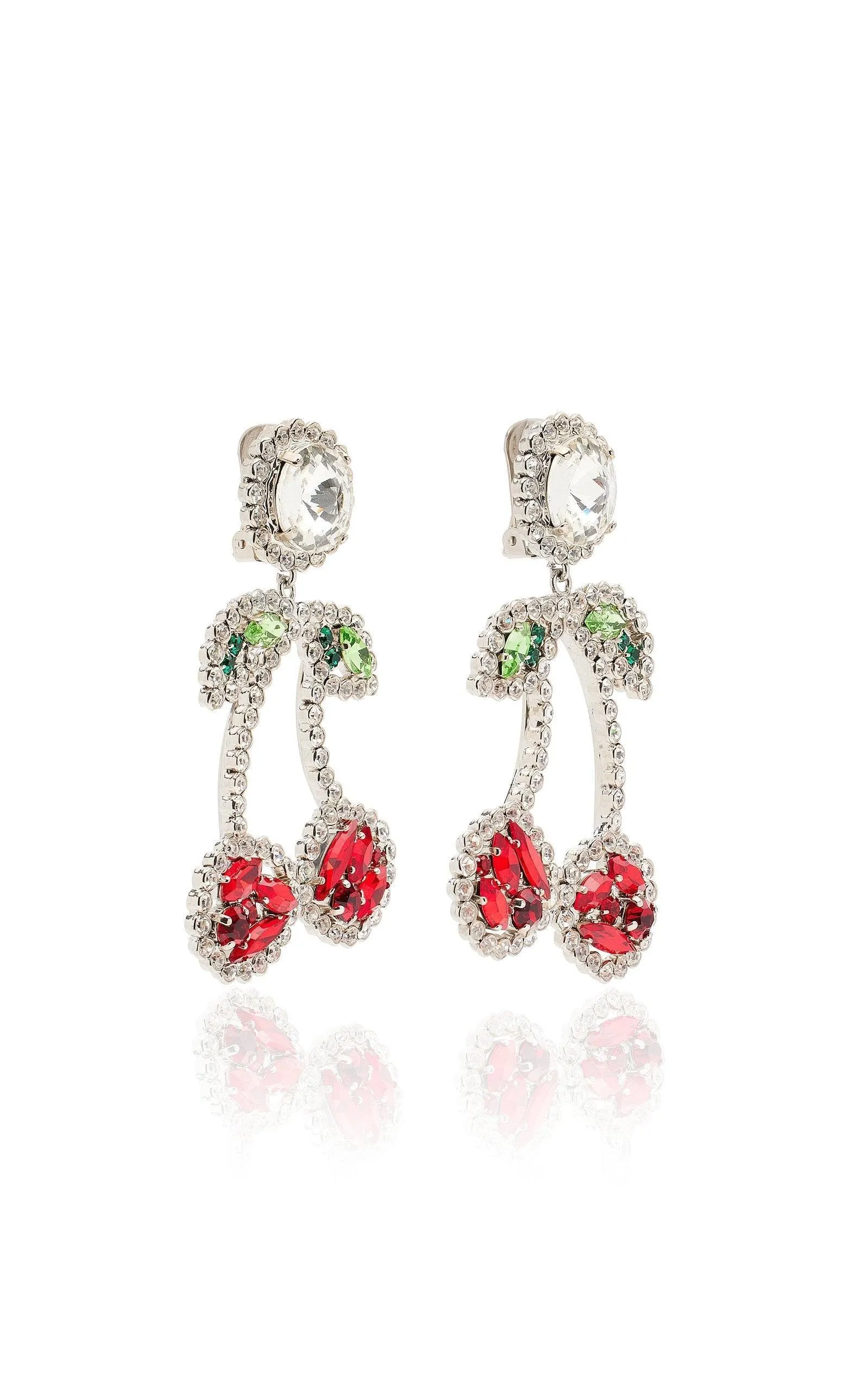 Cherry Crystal Clip-On Earrings