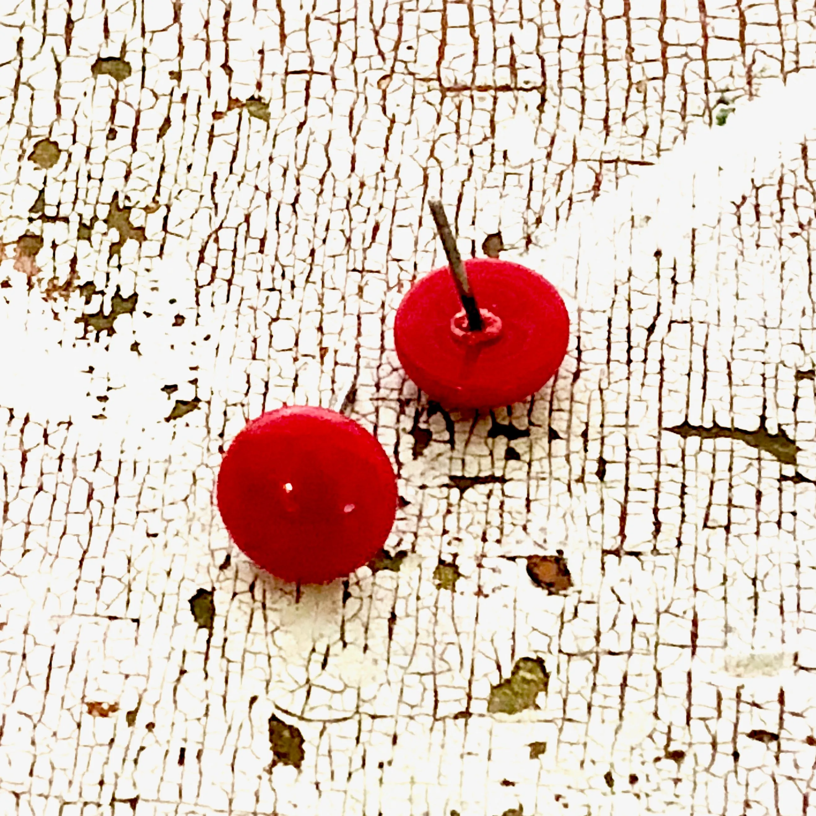 Cherry Red Small Retro Button Stud Earrings