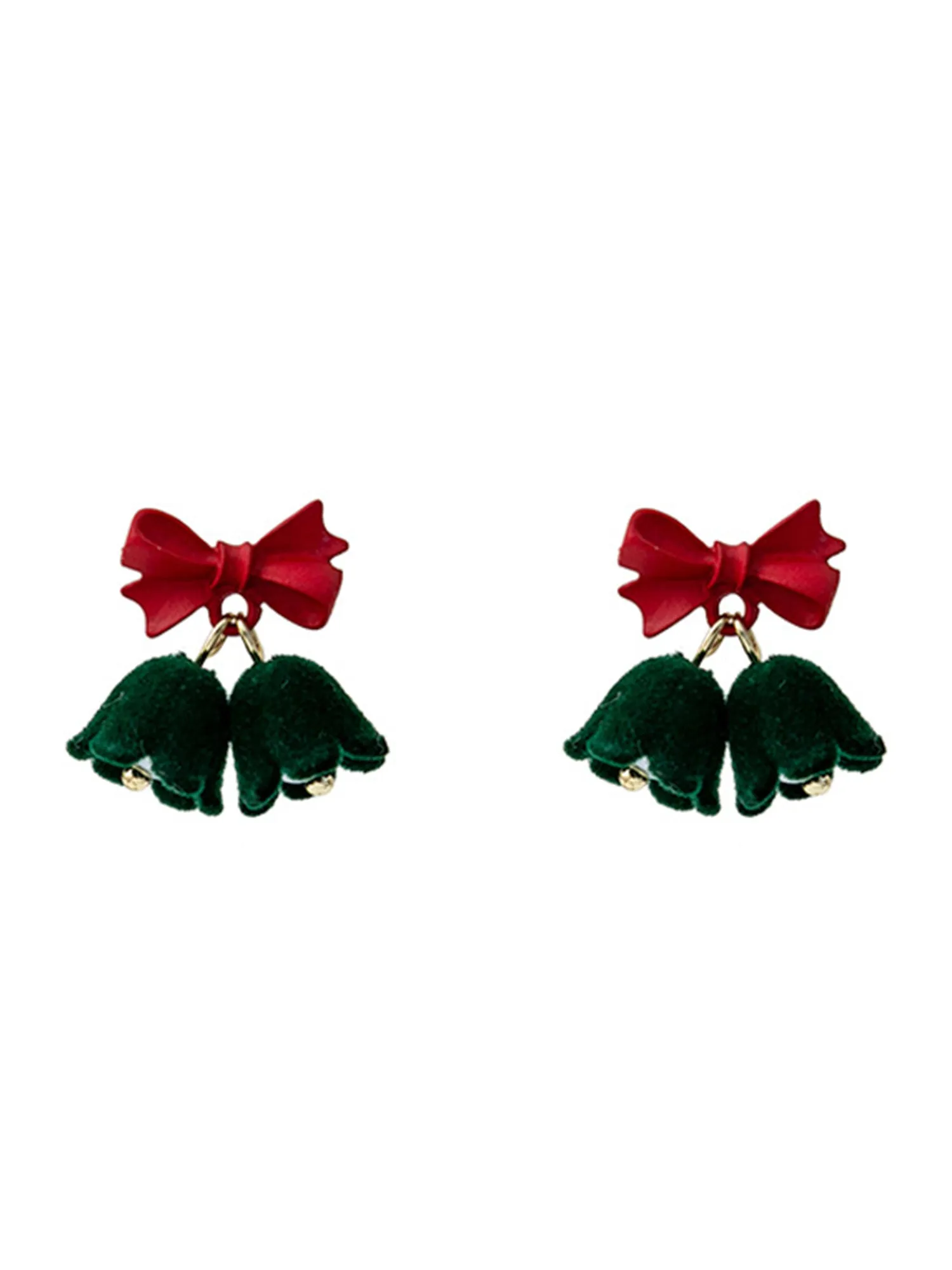 Christmas Accessories Vintage Burgundy Flocked Bell Earrings