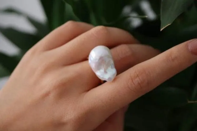 Chunky Large Baroque Pearl Rings-Adjustable