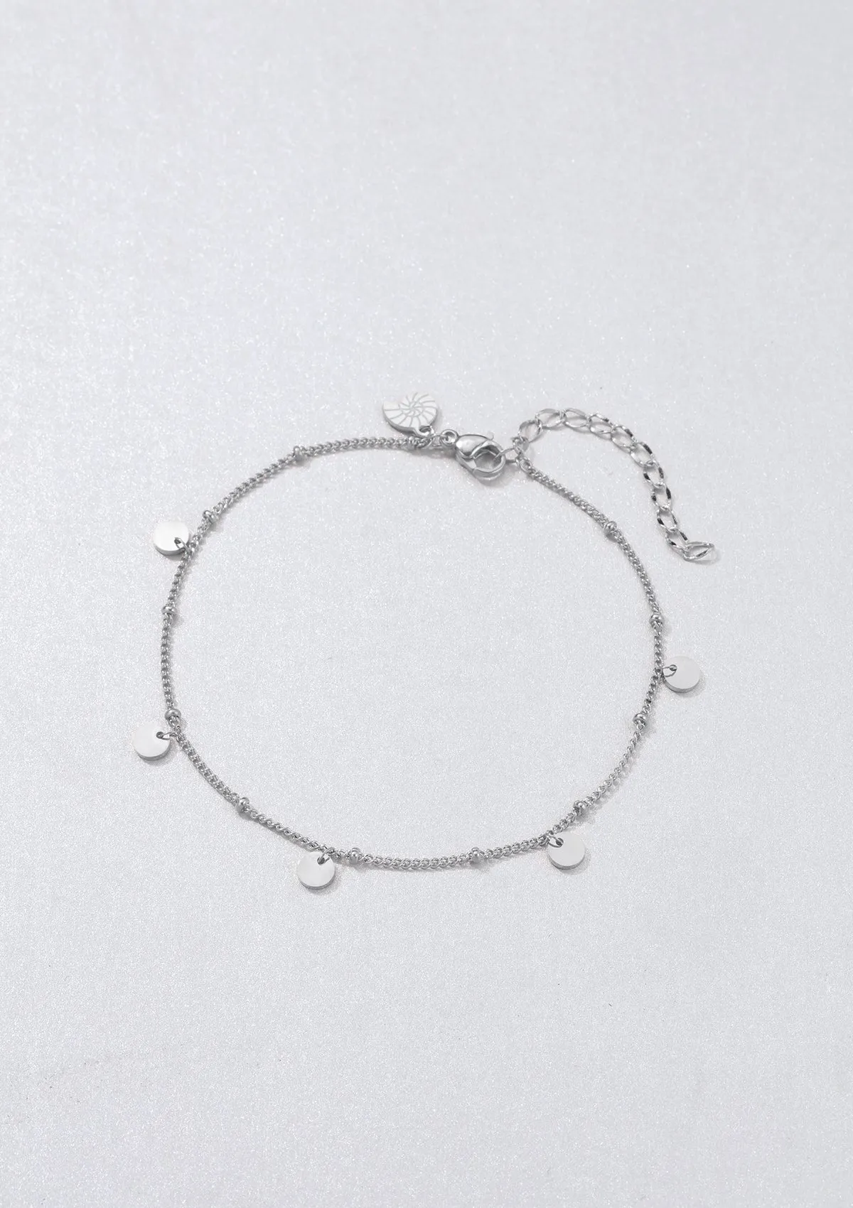 Circles Bobble Chain Anklet Silver