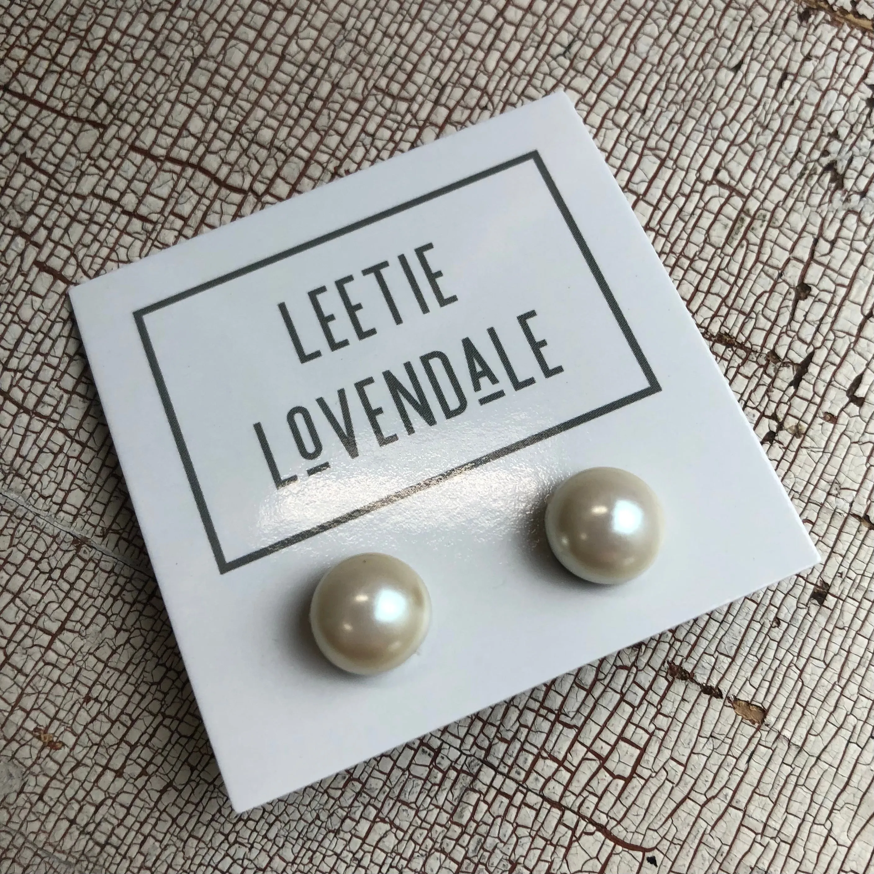 Cream Pearl Mini Retro Button Stud Earrings