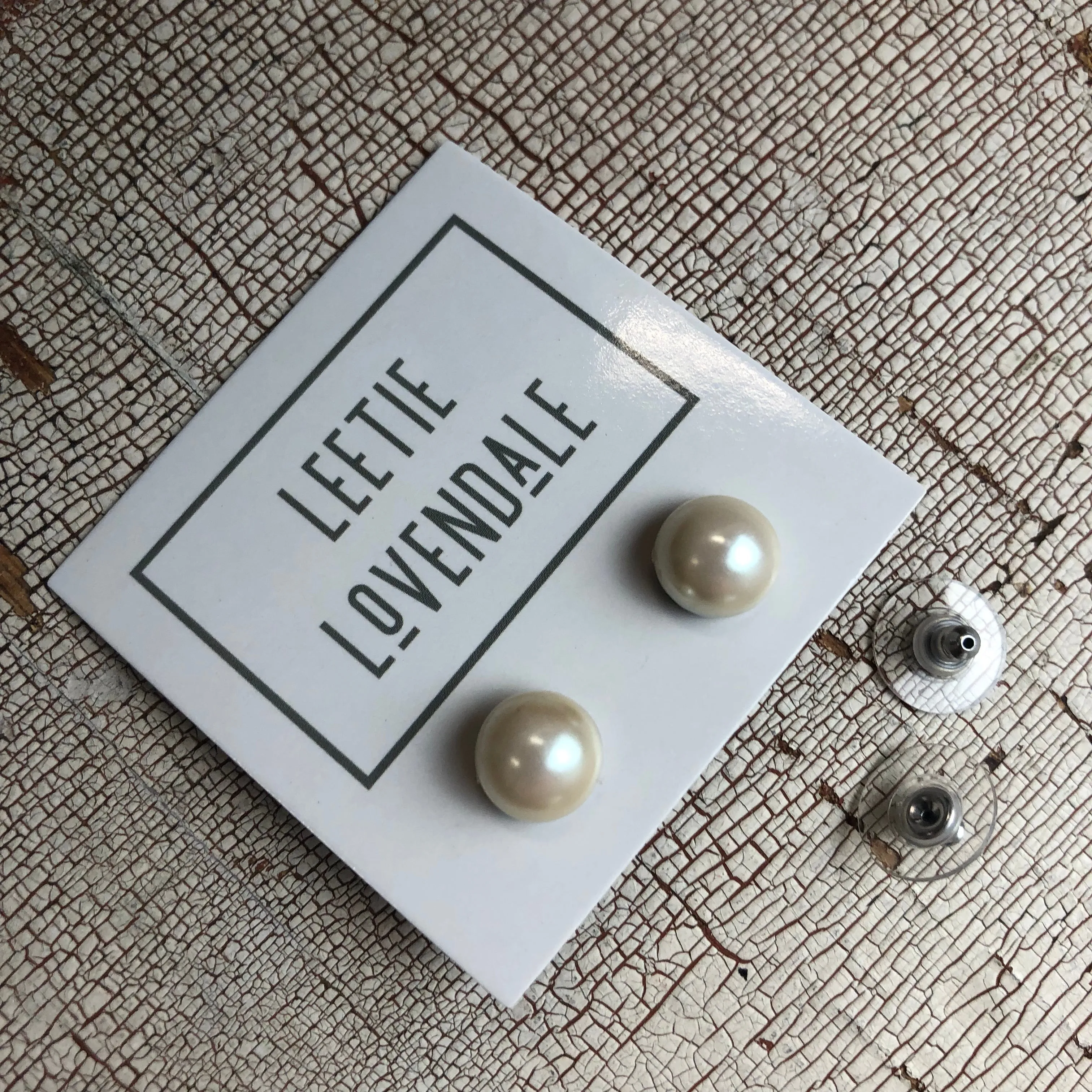 Cream Pearl Mini Retro Button Stud Earrings