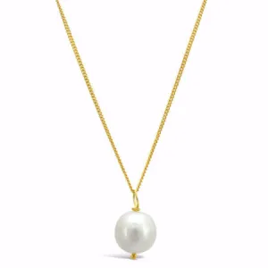 Credo almost round cultured freshwater pearl pendant on gold chain