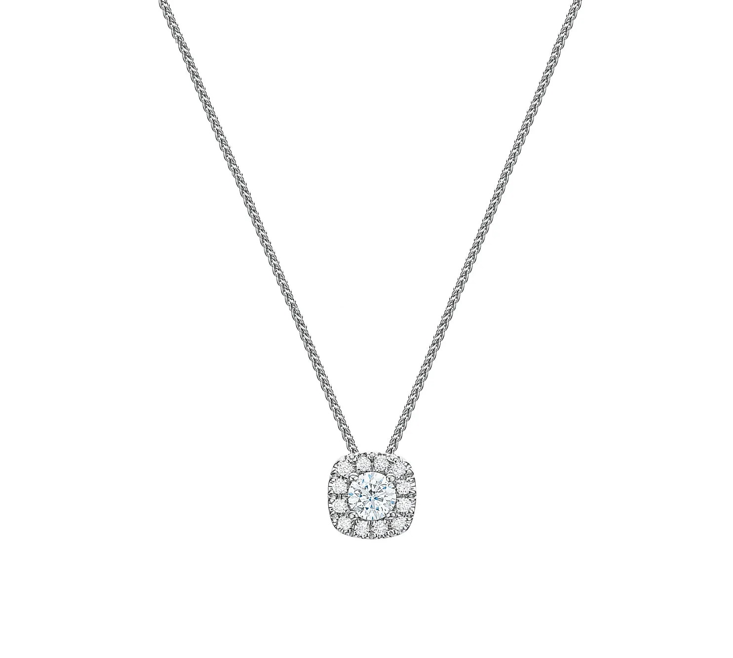 Cushion Halo Pendant Necklace .30tw