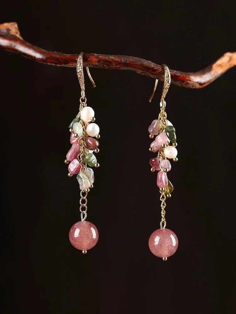 Dangle Earrings: Strawberry Quart