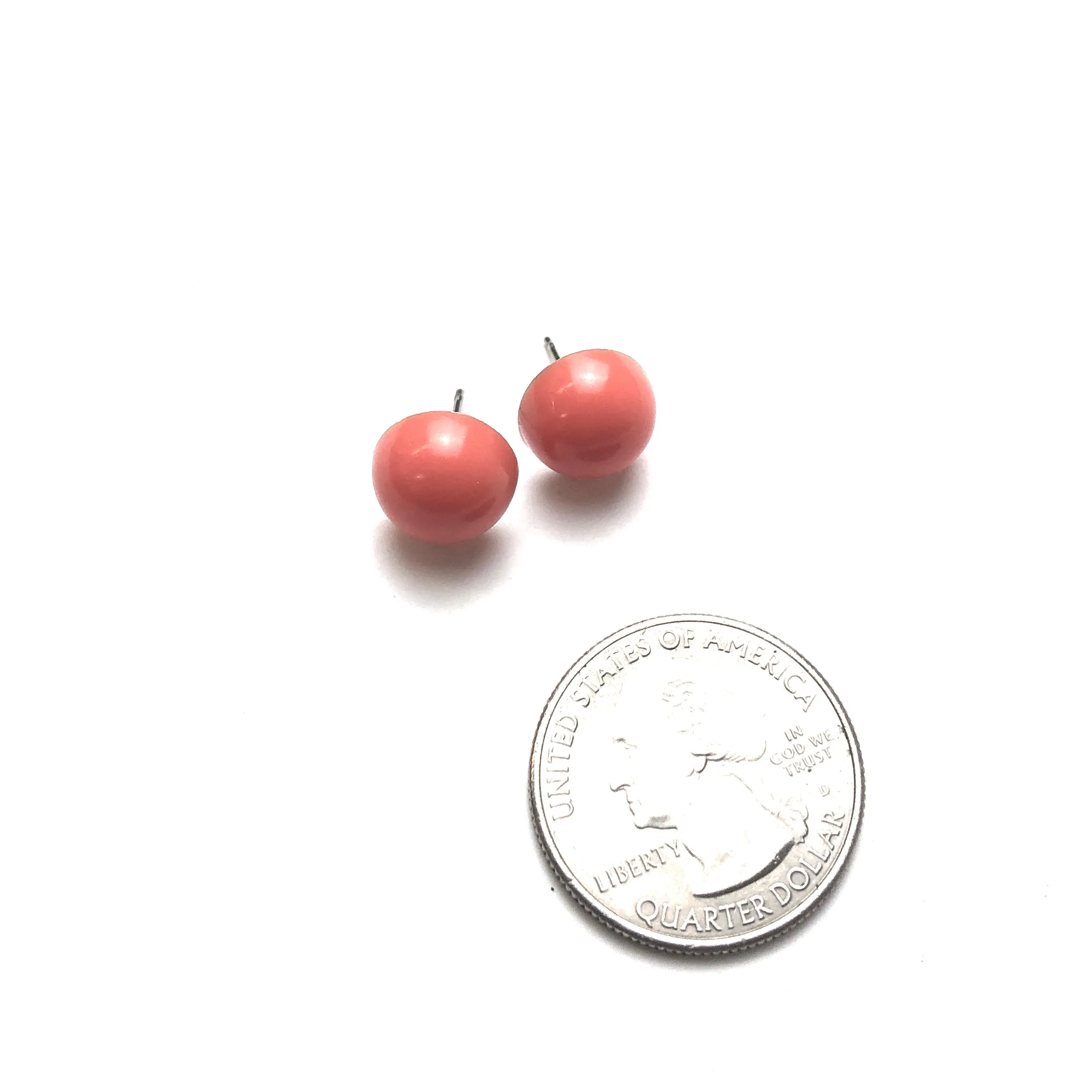 Dark Peach Small Retro Button Stud Earrings