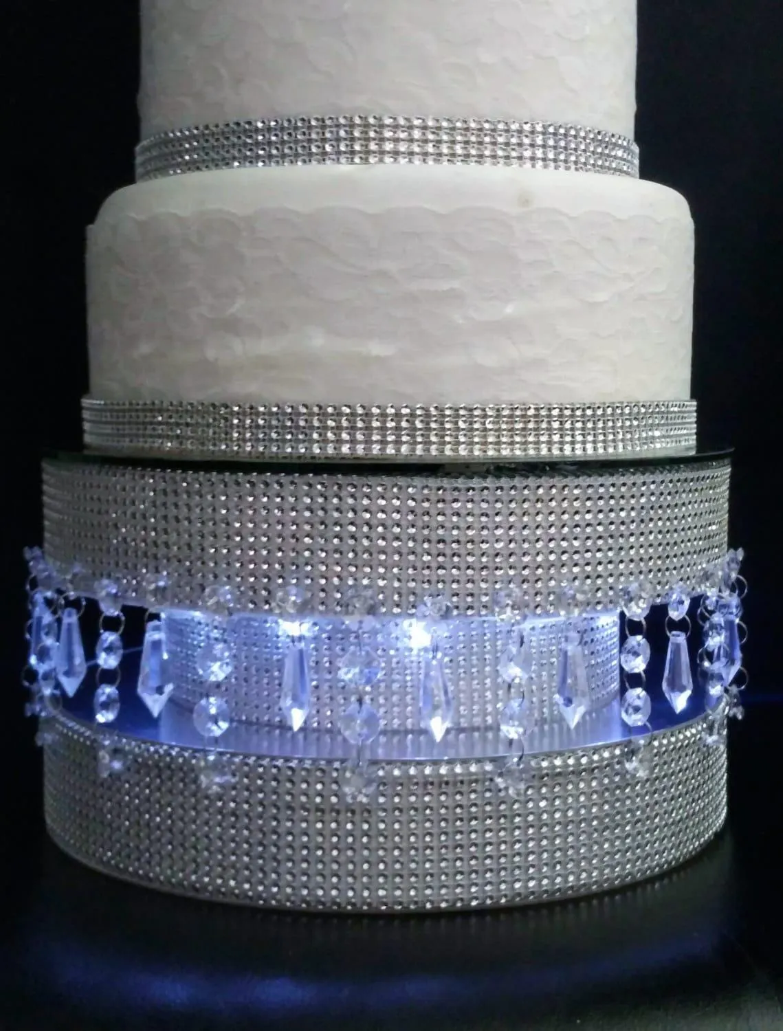 Diamante or Pearl crystal linked Podium style cake stand by Crystal wedding uk