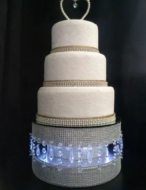 Diamante or Pearl crystal linked Podium style cake stand by Crystal wedding uk