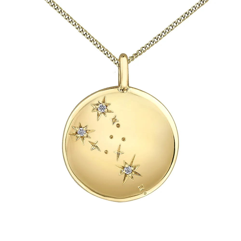 Diamond and Yellow Gold Zodiac Sign Pendant