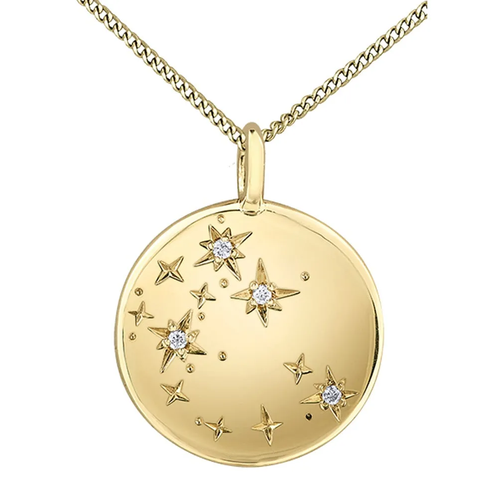 Diamond and Yellow Gold Zodiac Sign Pendant