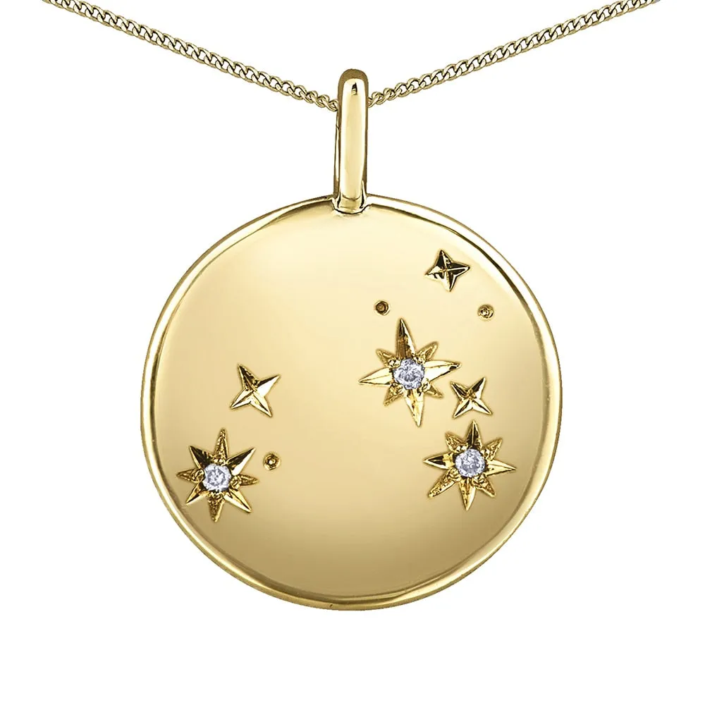 Diamond and Yellow Gold Zodiac Sign Pendant