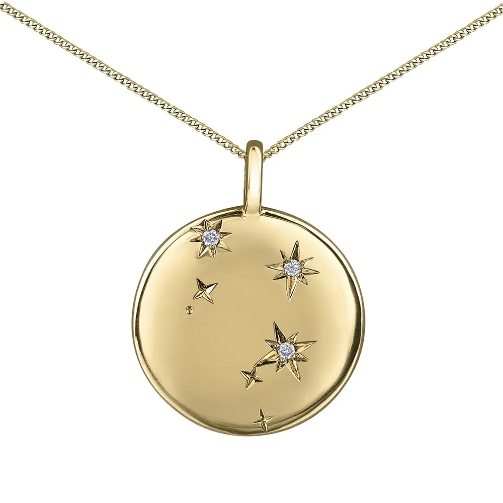 Diamond and Yellow Gold Zodiac Sign Pendant