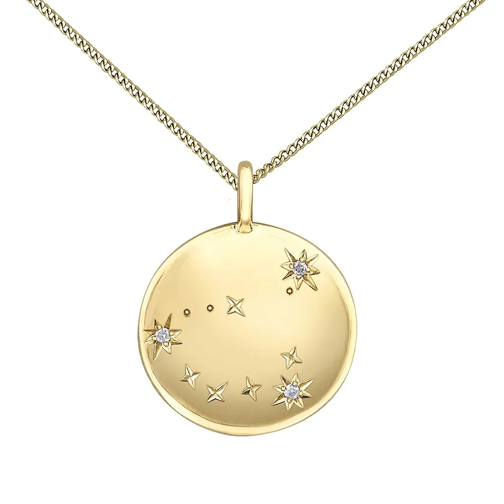 Diamond and Yellow Gold Zodiac Sign Pendant