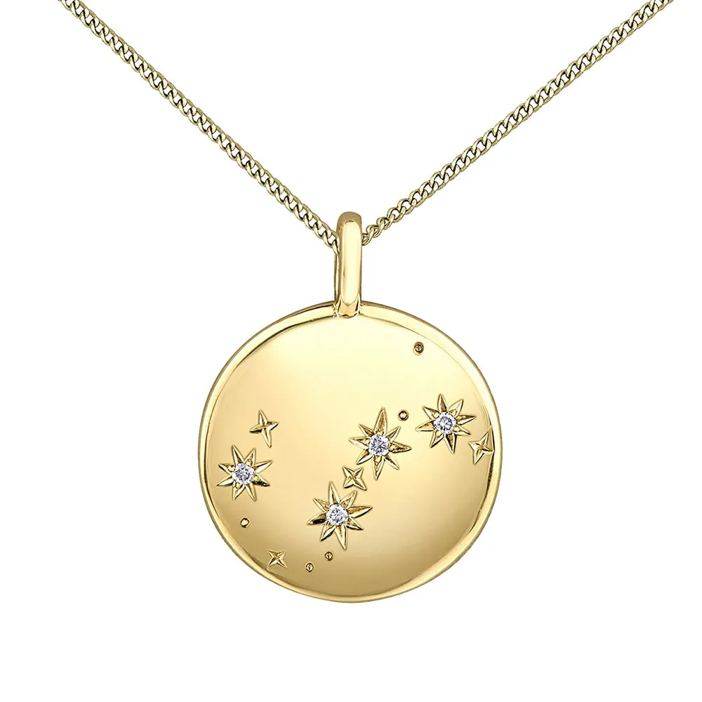 Diamond and Yellow Gold Zodiac Sign Pendant