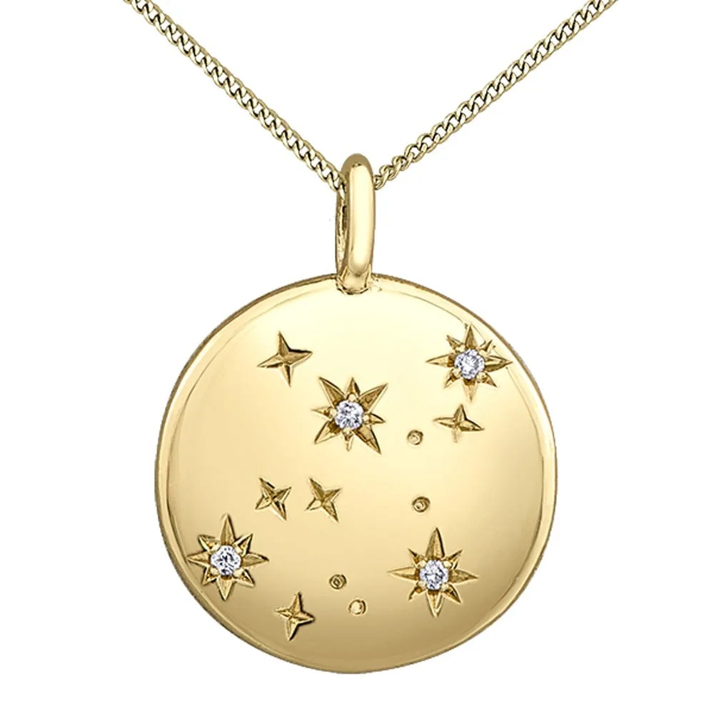 Diamond and Yellow Gold Zodiac Sign Pendant