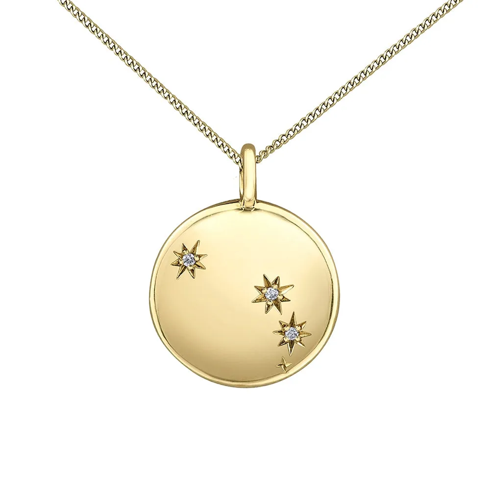 Diamond and Yellow Gold Zodiac Sign Pendant