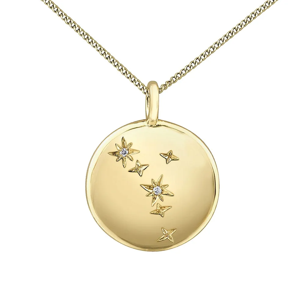 Diamond and Yellow Gold Zodiac Sign Pendant