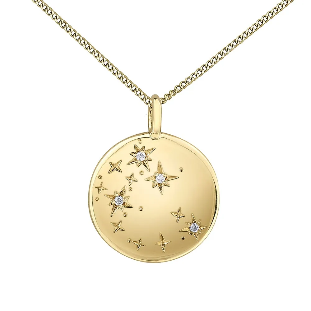 Diamond and Yellow Gold Zodiac Sign Pendant