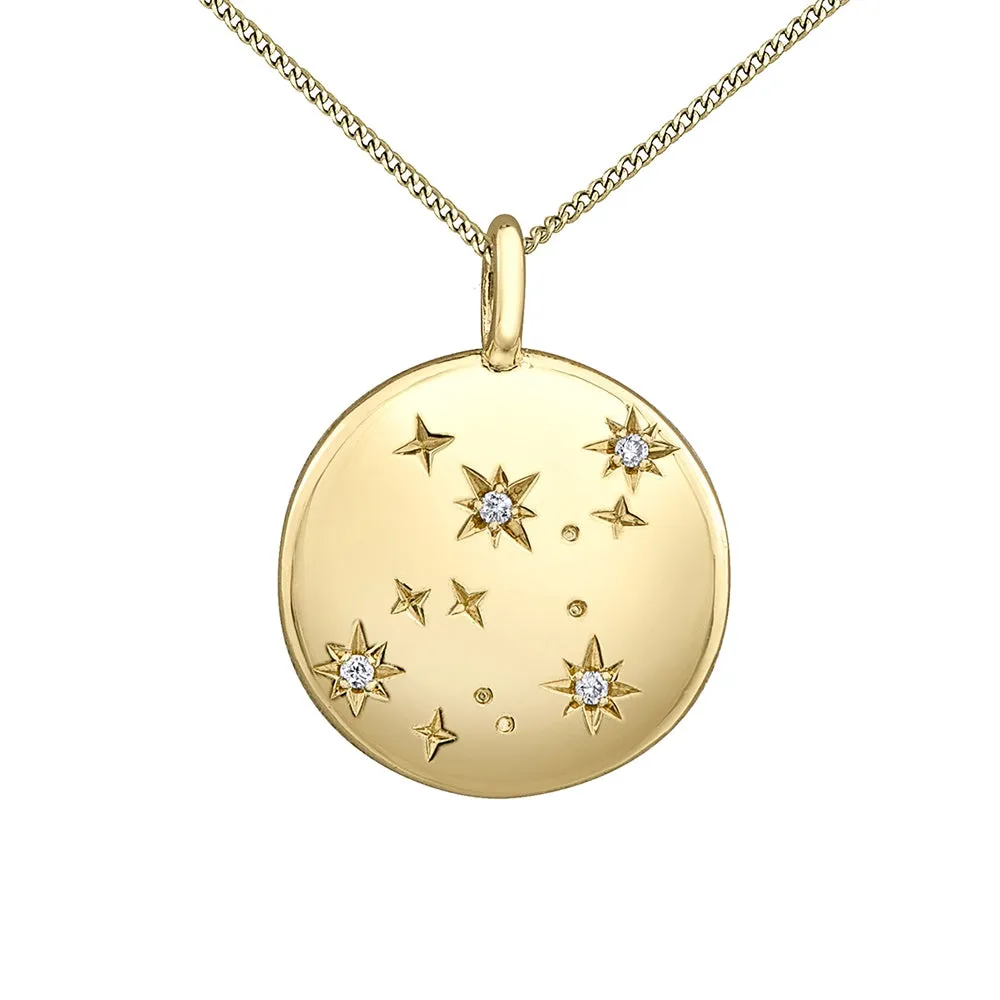 Diamond and Yellow Gold Zodiac Sign Pendant