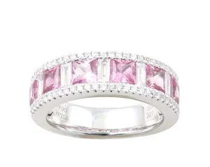 Diamond with Six Pink Sapphire Ring