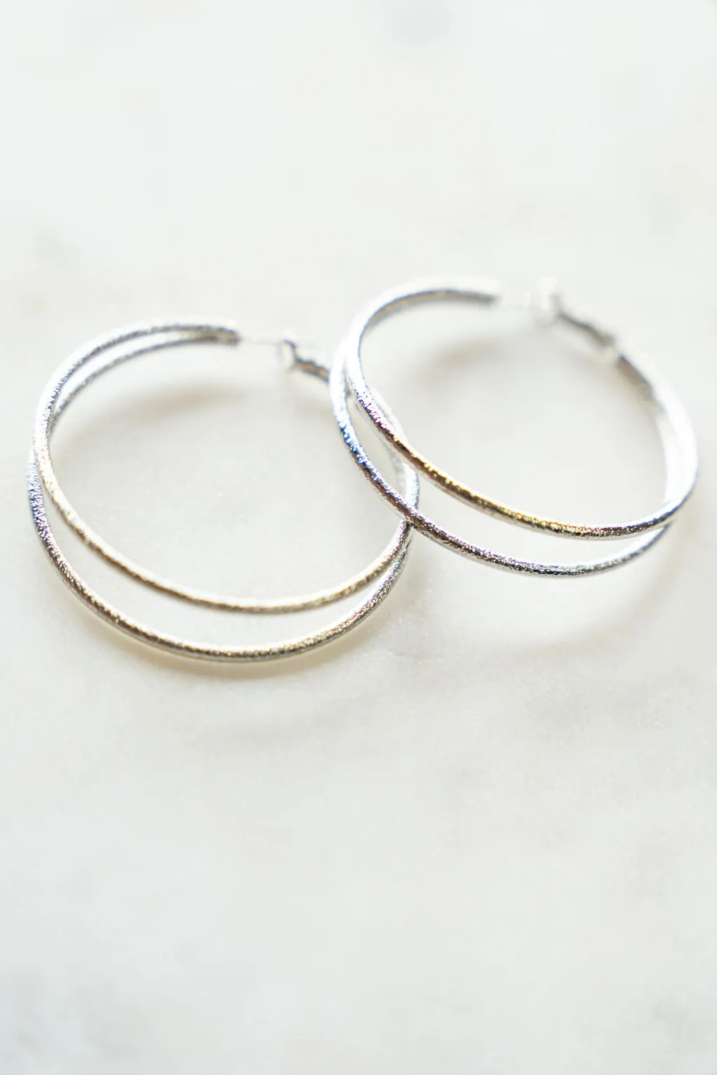 Double Brushed Hoop Earrings