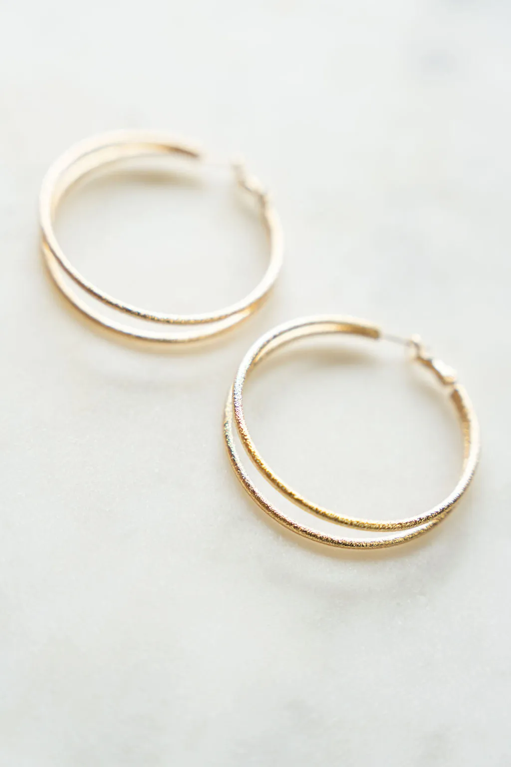 Double Brushed Hoop Earrings