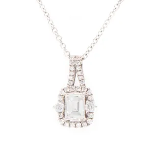 Emerald Cut Diamond 18k White Gold Pendant