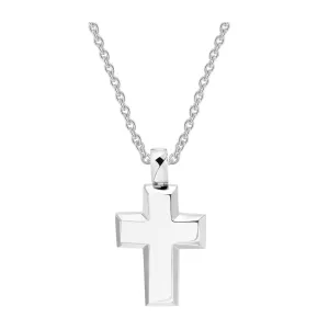 Faith Cross Solid Necklace | White Gold