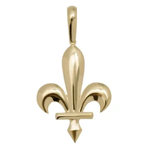 Fleur De Lis Pendant Solid 10K Yellow Gold