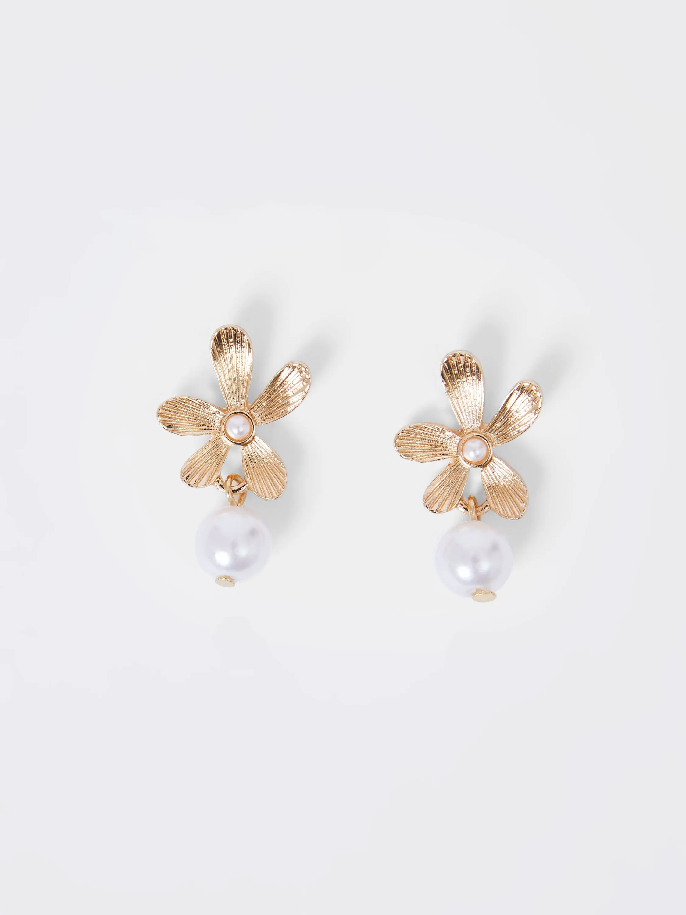 Flower Faux Pearl Drop Earrings