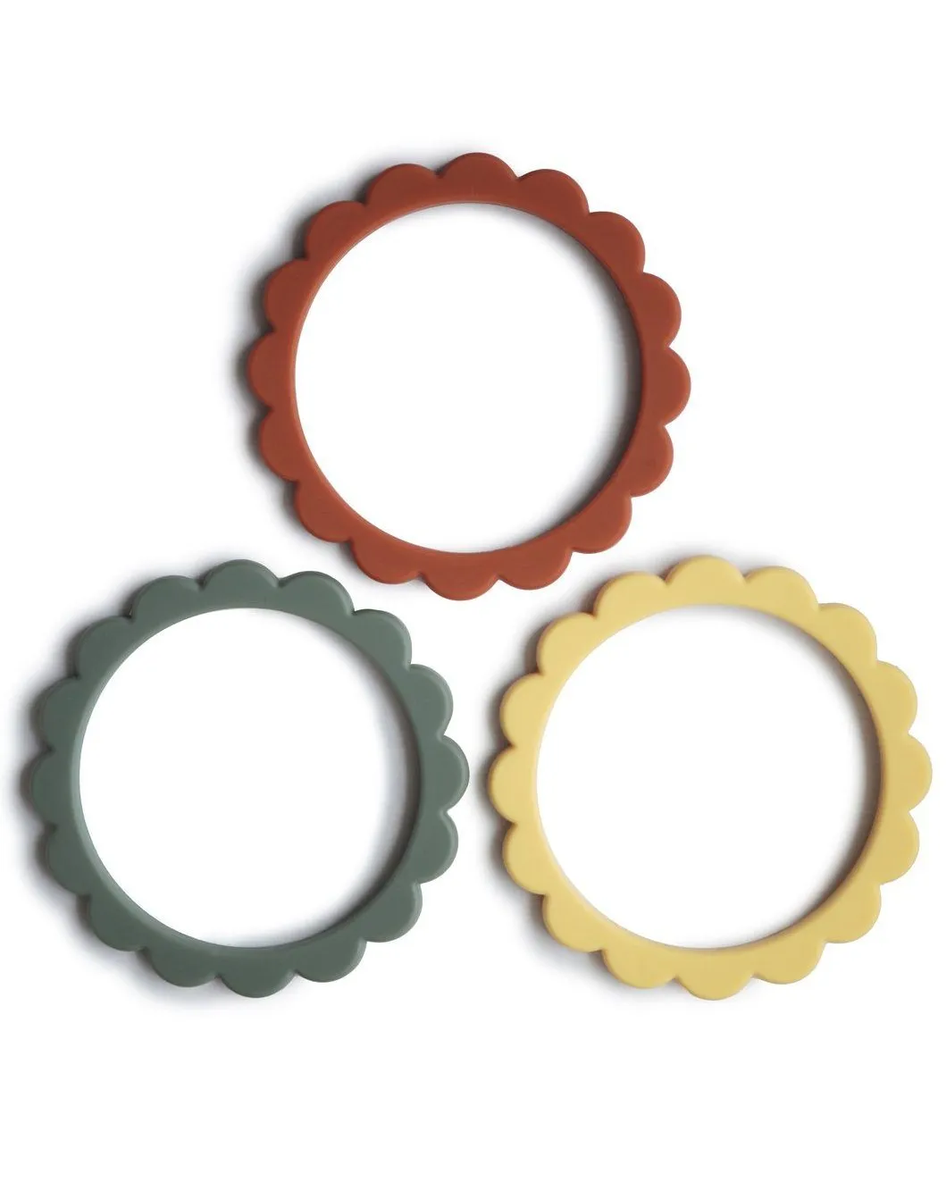 Flower Teething Bracelet 3-Pack - Sunshine/Dried Thyme/Clay