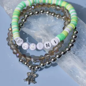 Gemini Zodiac Beaded Word Bracelet Set