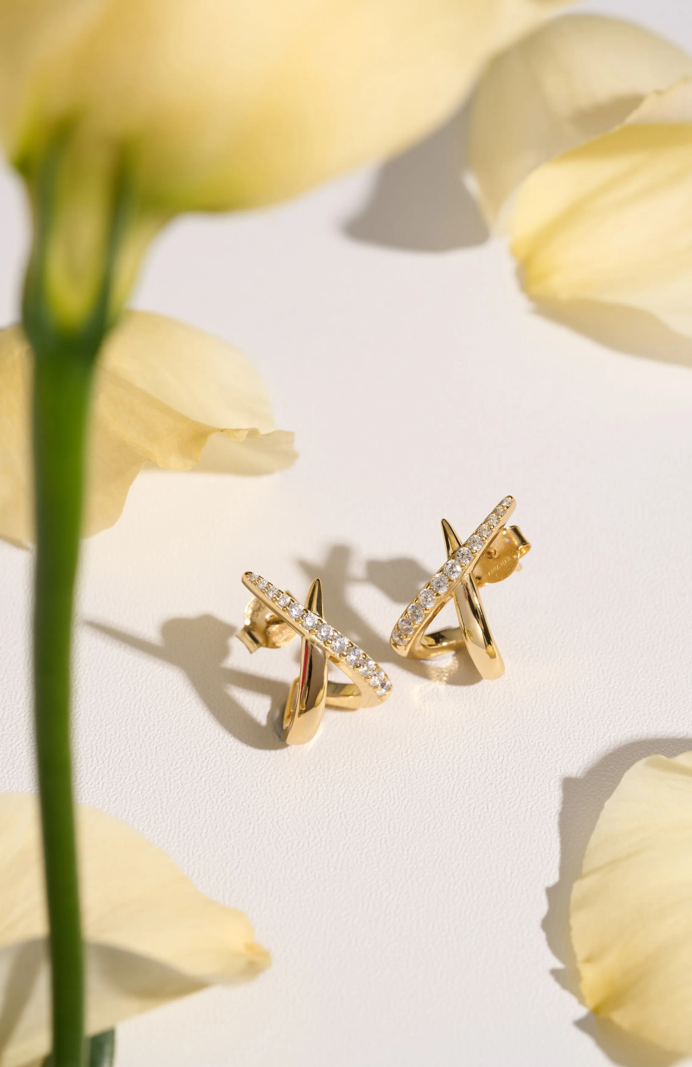 Gold Kiss Polished Pavé Studs