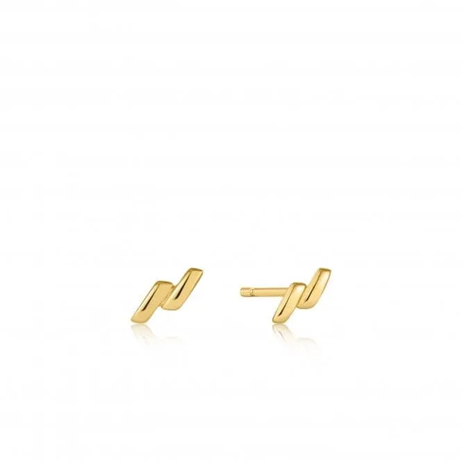 Gold Smooth Twist Stud Earrings E038-01G