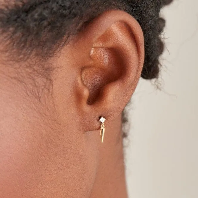 Gold Sparkle Spike Stud Earrings E041-03G-W