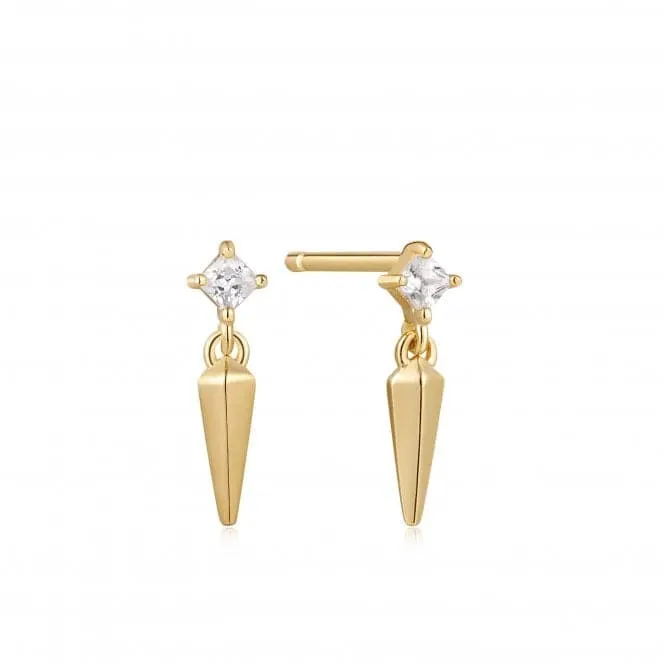 Gold Sparkle Spike Stud Earrings E041-03G-W