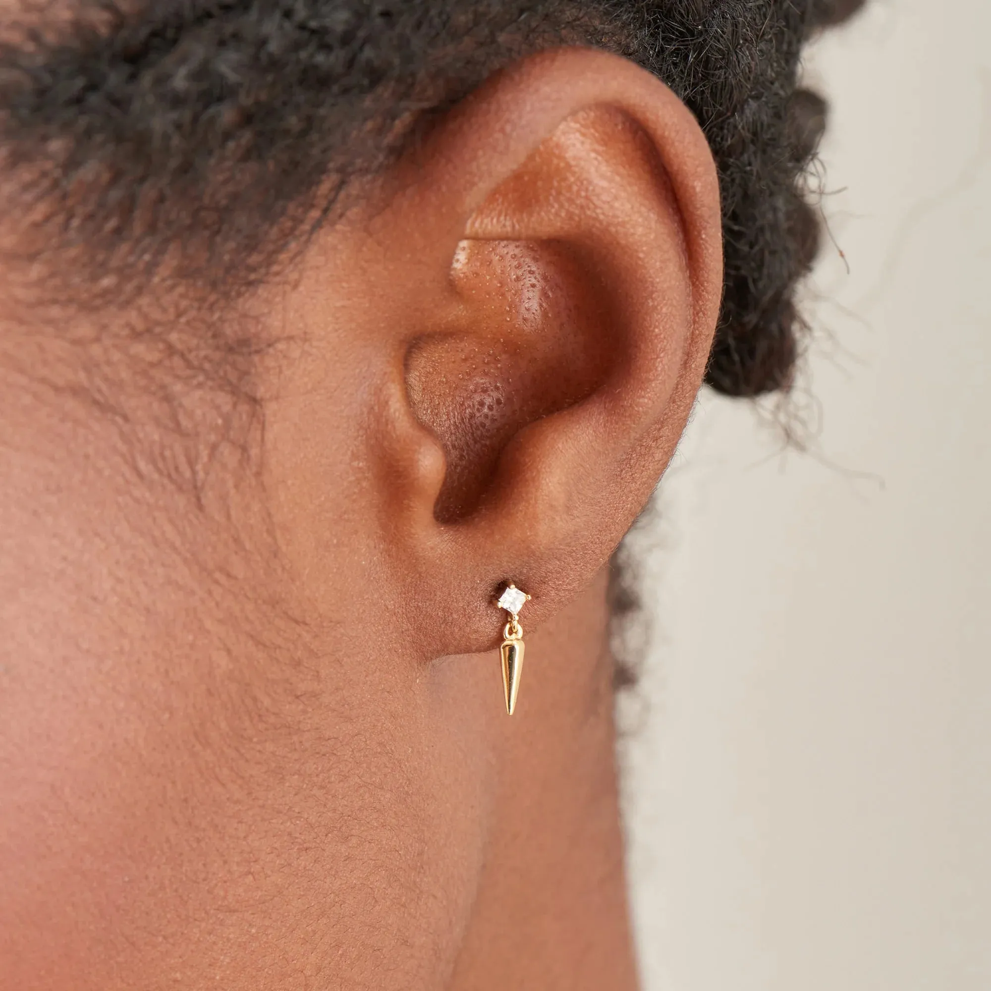 Gold Sparkle Spike Stud Earrings in Sterling Silver